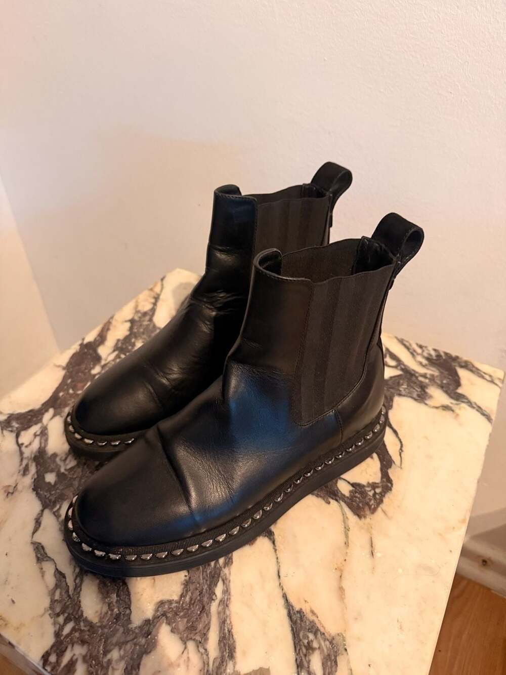 Marie Laffont Chelsea Boots Black Leather Studded